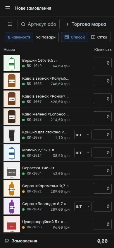 Каталог B2B-кабінету на телефоні