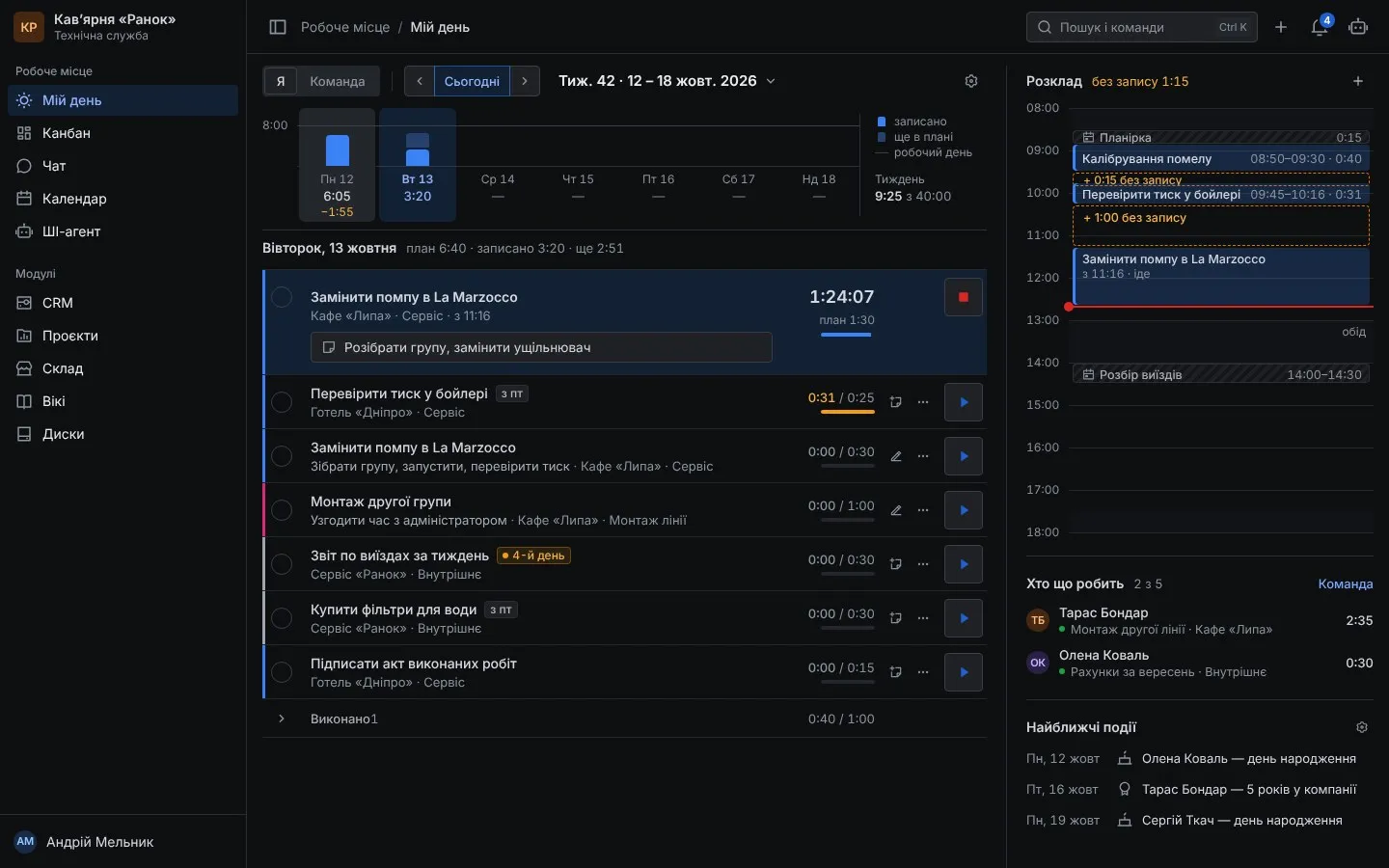 OpenBP: My Day, tasks and the team calendar