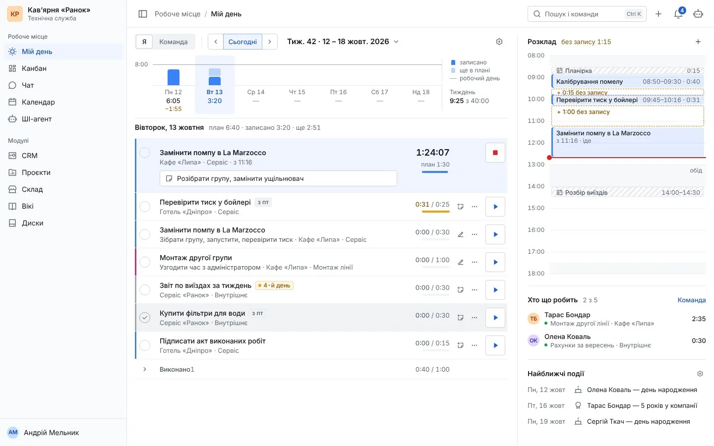 OpenBP: My Day, tasks and the team calendar